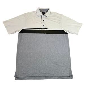 FootJoy Stripe Color Block Short Sleeve Self Collar Polo Size L Golf Lightweight